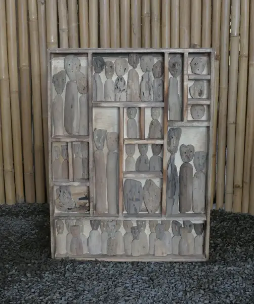 Product image of the product “Wall Art - Human Tribe, made from recycelt wood. 60 x 80 cm ”